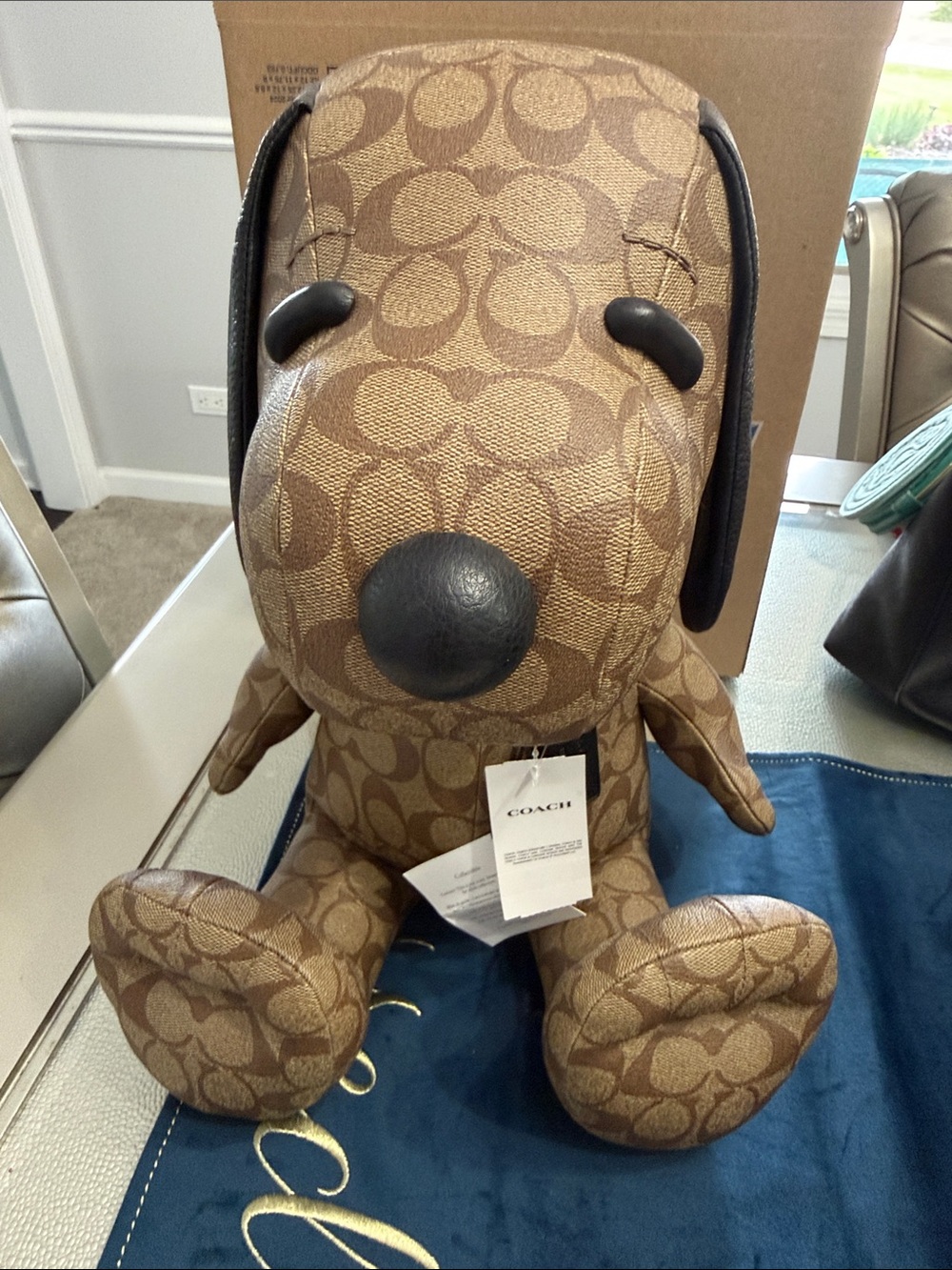 Coach Monogram Snoopy Plush in Brown Signature Canvas
